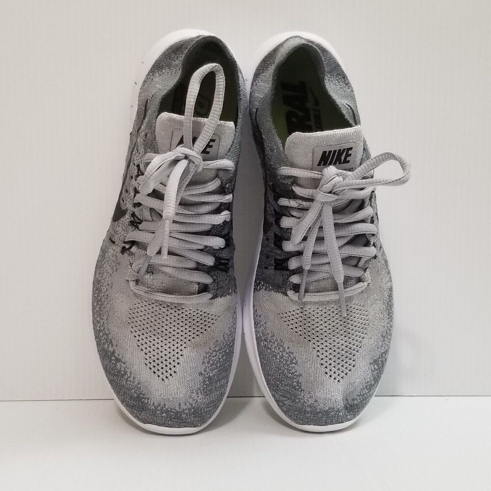 Nike Free RN Flyknit 2017 Running Shoes 880844-002 Wolf Gray US Women's 7.5 EUC